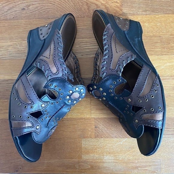 Vintage Infinity Women Leather Slip On High Heel Sandals Size 8 - Picture 3 of 8